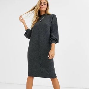 ASOS Wool Midi Dress with Seam Detail